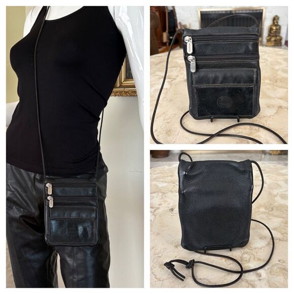 Roots Handbags - Vintage Roots Hanging Pouch Leather Crossbody Bag